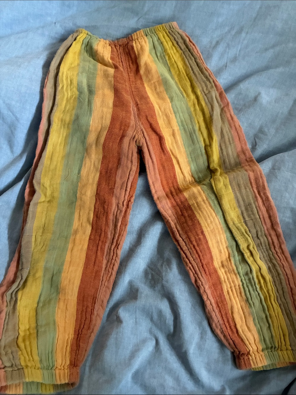 Ace & Jig Kids Striped Cotton Joggers - Yellow, Green, Orange, Brown, Pink